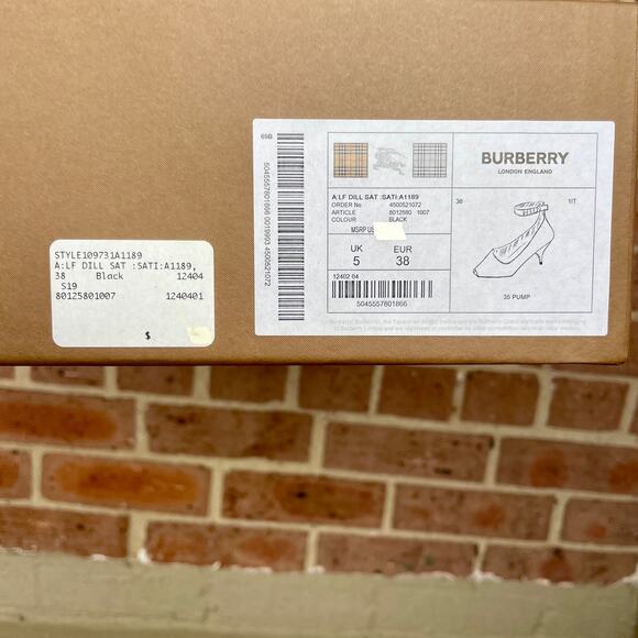 Burberry Brown Patent Leather Dill Kitten Heel Ankle Cuff Pumps Heels 38 Satin - Picture 14 of 14